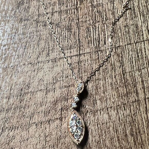 Kay Jewelers Diamond Necklace 1/4 carrot Marquise-Shaped Design - 10K Rose Gold - Picture 5 of 13